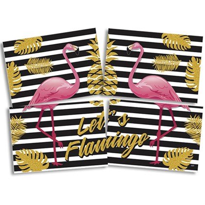 Painel 4 Lminas Lets Flamingo